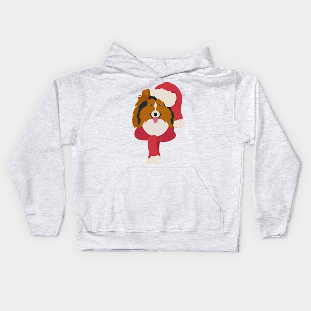 Christmas Rough Collie Dog Face Kids Hoodie by JunkyDotCom